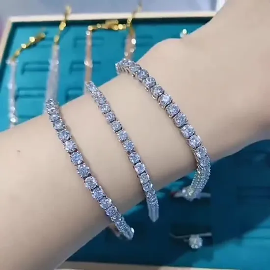 Wholsale Most Popular Link Chain Hip Hop Bangle Sterling 925 Silver Tennis Moissanite Bracelet