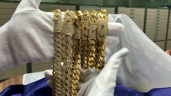 Factory Direct Sales Copper 24K Gold Plated Men Necklace Hip Hop Jewelry Big Cuban Link Chain Men Cuban Chain