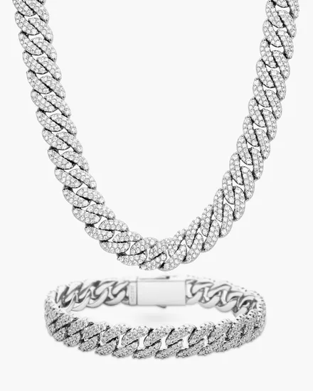 12mm Miami Cuban Link Chain Iced out CZ Diamond Curb Choker Necklace