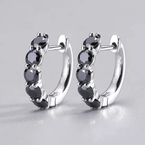 2023 New Arrival Fine Jewelry 925 Sterling Silver Pass Diamond Tester Black Vvs Moissanite Diamond Hoop Earrings for Women