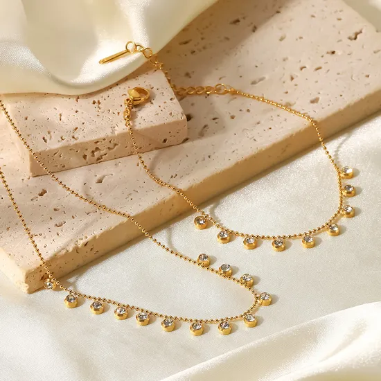 Beads Pearl Necklace Link Women Accessories Chain Bracelet High Quality Stainless Steel Gold Plated Fashion Jewelry Sets
