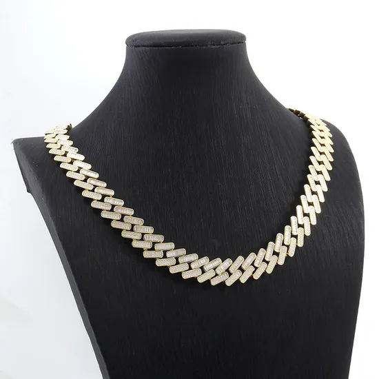 Vvs Colorless Moissanite Diamond Iced out Miami Cuban Link Chain 10K Real Gold 16mm 18mm 20mm Width Necklace