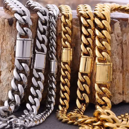 Stainless Steel Gold Plated Cuban Chain Link Bracelet Chain Knotted Bracelet