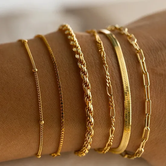 Trendy Thin Dainty Stackable Cuban Link Paperclip Chain Bracelet 