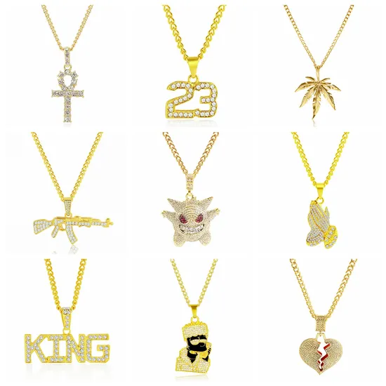African Punk Diamond Pendant Men′s Hip Hop Necklace Men′s Necklace 