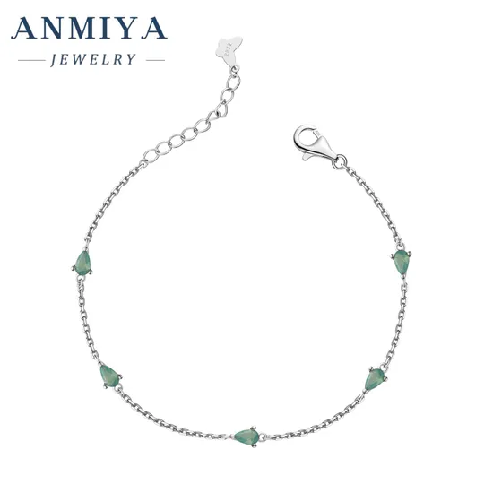Accessory Jewelry Sterling 925 18K Gold Plated Chain Link Bracelet Green Zircon Stone Bracelet Set for Women Girl Jewelry Gift 