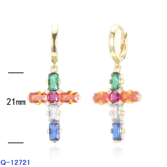 Wholesale Fashion Copper Jewelry 925 Sterling Silver Dangle Drop Colored Zircon Earrings 