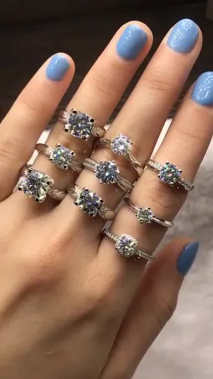 Factory 925 Silver Rings Engagement Women Ring D Color Vvs1 Moissanite Gemstone Wedding Diamond Rings for Jewelry Manufacturer 