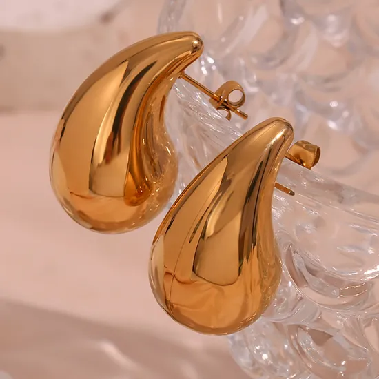 2024 Fashion New Water Drop Stainless Steel Vacuum Earrings 