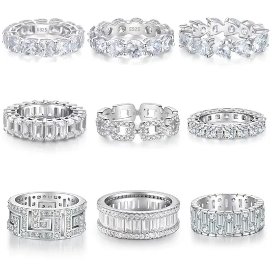 Fashion Jewelry Gemstone 925 Silver Moissanite Finger Rings Luxury Non