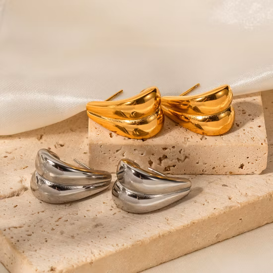 Customize Trendy Gold Metal Stainless Steel Women Fashion Geometric Circle Hoop Earrings Trend Set Fashion Jewelry Earring