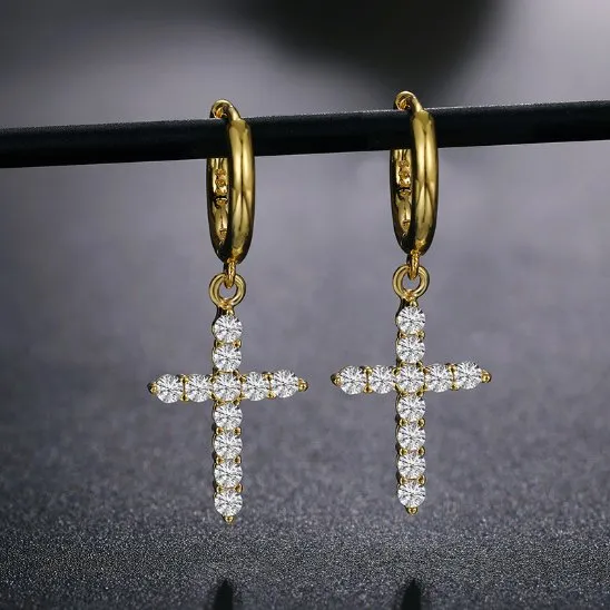 Thunderbolt CNC Paved Lightning Bolt Drop Hoop Diamond Earrings