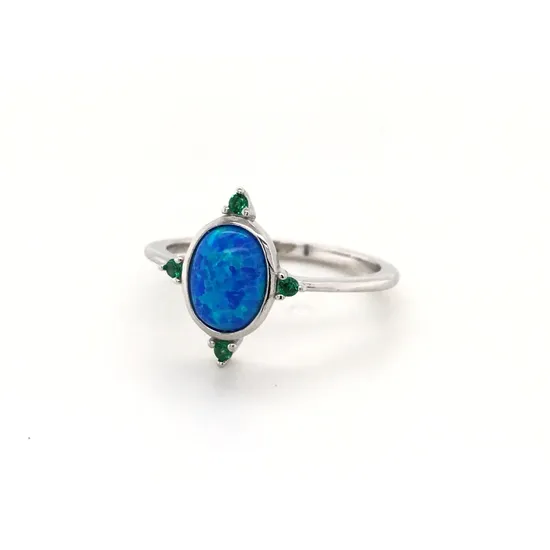 Wholesale Custom Luxury Jewelry Women Brass Ring Anniversary Gift Bridal Jewelry Lap Opal Finger Rhodium Plated Gemstone Rings 