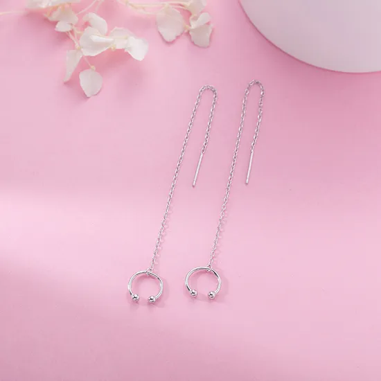 Rose Gold Stainless Steel Hoop Drop Earrings 