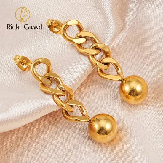 Luxury Fashion Elegant Jewelry Stainless Steel Gold Plated Long Shell Pearl Drop Earring 