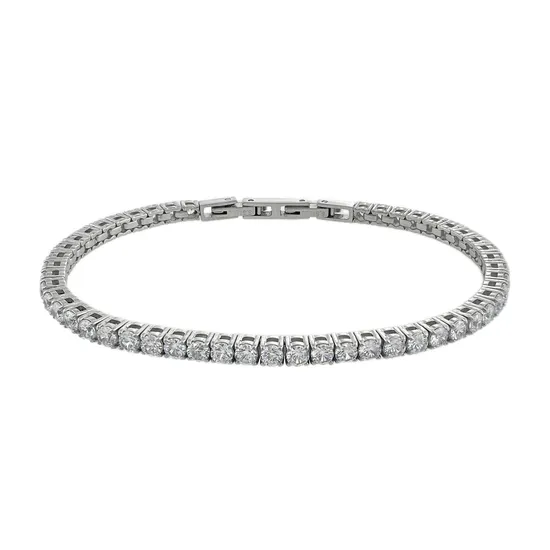 Fashion Luxury Tennis White Zirconia Chain Stainless Steel Bracelet for Woman 