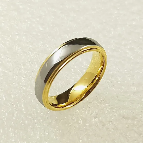 High Quality Fashion Tungsten Jewelry IP Gold Inlay Gemstone Tungsten Wedding Ring Tst2845 
