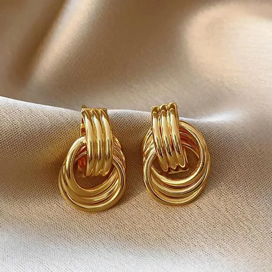 Chunky Gold Earrings for Women Large Knot Earrings Geometric Dangle Drop Earrings Gold Statement Earrings Jewelry Gifts for Girls 