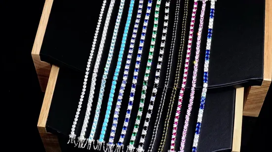Wholesale Custom Women′s Designer Gemstone Luxury 925 Silver Lab Grown Diamond Moissanite Cubic Zirconia Tennis Bracelet 