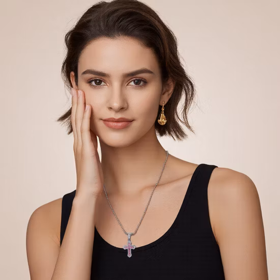 Cross Necklace Stainless Steel Cross Pendant Necklace Simple Jewelry Gifts Cross Chain Necklace
