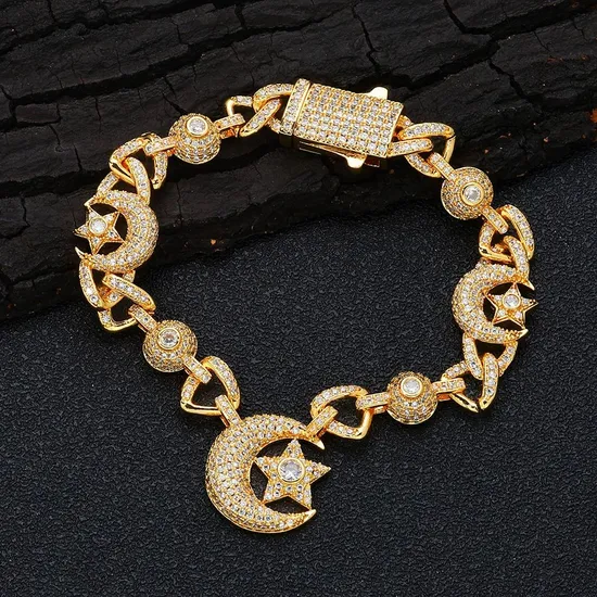 New Arrive Hip Hop Jewelry 10mm Cuban Link Bracelet for Women Iced out Baguetter Diamond Cuban Chain Bracelet for Women 