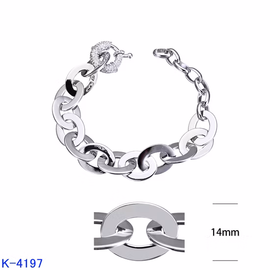 Minimalist Fashion Jewelry Round Zirconia Tiny Chain Sterling Silver Bracelet